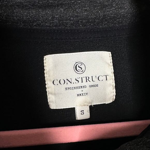 CON.STRUCT Solid Texture Fleece Lined Quarter Zip Heather Black Gray {3F6} - Picture 4 of 5